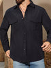 Men's Solid Color Long Sleeve Button-Up Shirt test
