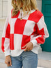 Angel Wings Checkered Round Neck Dropped Shoulder Sweater test