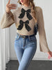 Bow-Decorated Mock Neck Cropped Sweater test