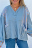 Striped Long Sleeve V-Neck Oversized Sweatshirt test