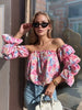 Printed Off-Shoulder Flounce Sleeve Blouse test