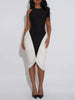 Two-Tone Sleeveless Ruched Midi Dress test