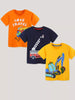 Children's Cartoon Vehicle Graphic Crew Neck T-Shirt Set test