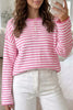 Striped Button Placket Drop Shoulder Long Sleeve Sweater test