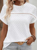 Eyelet Round Neck Short Sleeve Blouse test