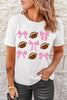 Football & Bow Round Neck Short Sleeve T-Shirt test