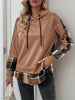 Perfee Drawstring Slit Plaid Long Sleeve Hoodie test
