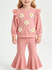 Children's Daisy Ruffled Ribbed Top and Flare Pants Set test