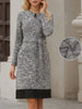 Elegant Long Sleeve Belted Shift Dress with Ruffled Hem test