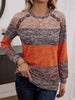 Decorative Button Contrast Round Neck Long Sleeve T-Shirt test