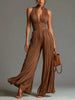 Sleeveless Pleated Wide-Leg Jumpsuit with Front Zipper test