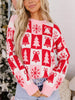 Christmas Plaid Pullover Round Neck Long Sleeve Casual Fit Tunic Knitwear Sweater test