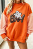 Boo Sequin Ghost Plaid Patchwork Sleeve Halloween Sweatshirt test
