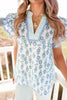 Floral Print Notched Ruffled Sleeve Blouse test