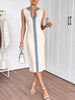 Slit Contrast Notched Sleeveless Dress test