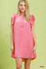 Umgee Ruffle Sleeve Henley Shift Dress