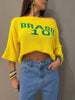 Brasil Letter Boat Neck Sweater