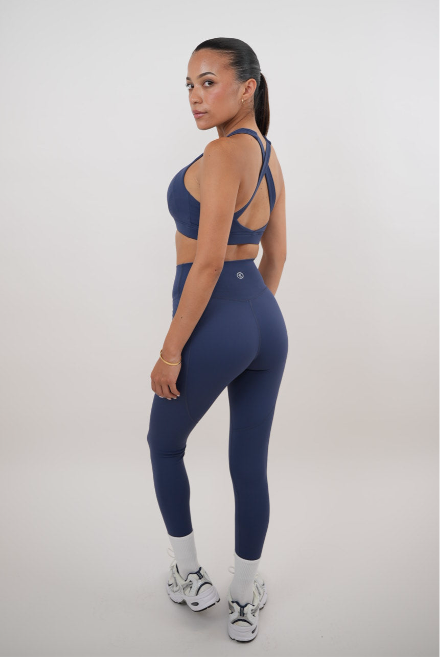 I Am Glowing Navy Blue Quick Dry Butter Legging