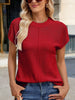 Round Neck Short Sleeve Knit Top with Center Seam Detail test