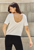 And The Why Pearly White Full Size Criss Cross Pearl Detail Open Back T-Shirt test