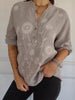 Full Size Floral Embroidered Button Detail Blouse Plus Size test