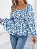Floral Square Neck Flounce Sleeve Blouse test
