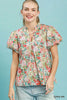 Umgee Floral Puff Sleeve Blouse