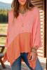 Contrast V-Neck Batwing Sleeve Blouse test