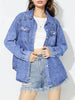Curved Hem Collared Neck Denim Top test