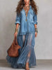 Full Size Sheer Tiered Long Sleeve Maxi Dress Plus Size test