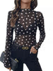 Sheer Polka Dot Long Sleeve Mock Neck Top test
