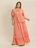 Plus Size Lace Detail Tie Neck Top and Skirt Set test