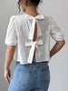 Eyelet Embroidered Puff Sleeve Tie-Back Blouse test