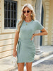 Tied Round Neck Short Sleeve Mini Dress test