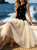Contrast Flower Sleeveless Tulle Maxi Dress test