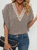 Lace Detail Printed V-Neck Half Sleeve Blouse test
