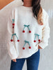 Cherry Round Neck Long Sleeve Sweater test