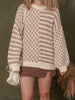 Checkerboard & Striped Pattern Knit Sweater test