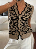 Plus Size Leopard Scalloped Edge Button-Down Sweater Vest test