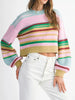 Multicolour Striped Knit Ribbed Trim Boxy Fit Cropped Sweater test