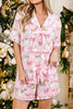 Santa Print Paneling Shift Silhouette Short Sleeve Lounge Set test