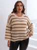 Plus Size Striped Dropped Shoulder Sweater test