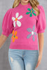 Flower Mock Neck Short Sleeve Sweater test