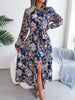 Tied Printed Long Sleeve Midi Dress test