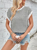Lovelet Striped Round Neck Cap Sleeve Sweater test