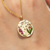 Titanium Steel Painted Oil Dripping Floral Oval Tarot Necklace test