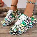 Abstract Print Lace Up Sneakers - Shopimist
