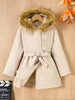 Children's Tie Waist Faux Fur Hooded Outerwear test