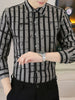 Men's Plus Size Striped Button Up Long Sleeve Shirt test