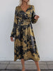 Perfee Printed Surplice Long Sleeve Midi Dress test